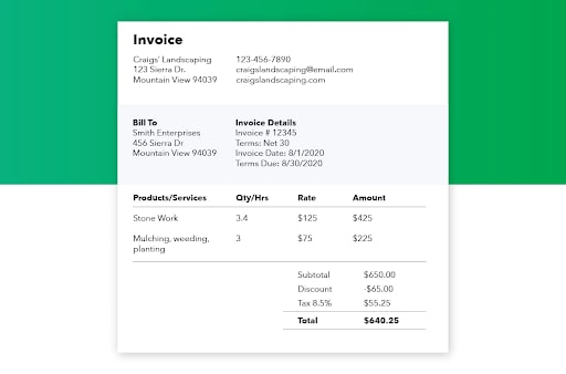 QuickBooks Invoicing - Invoice